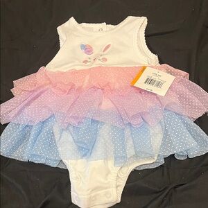 Little Me White and Pastel One Piece